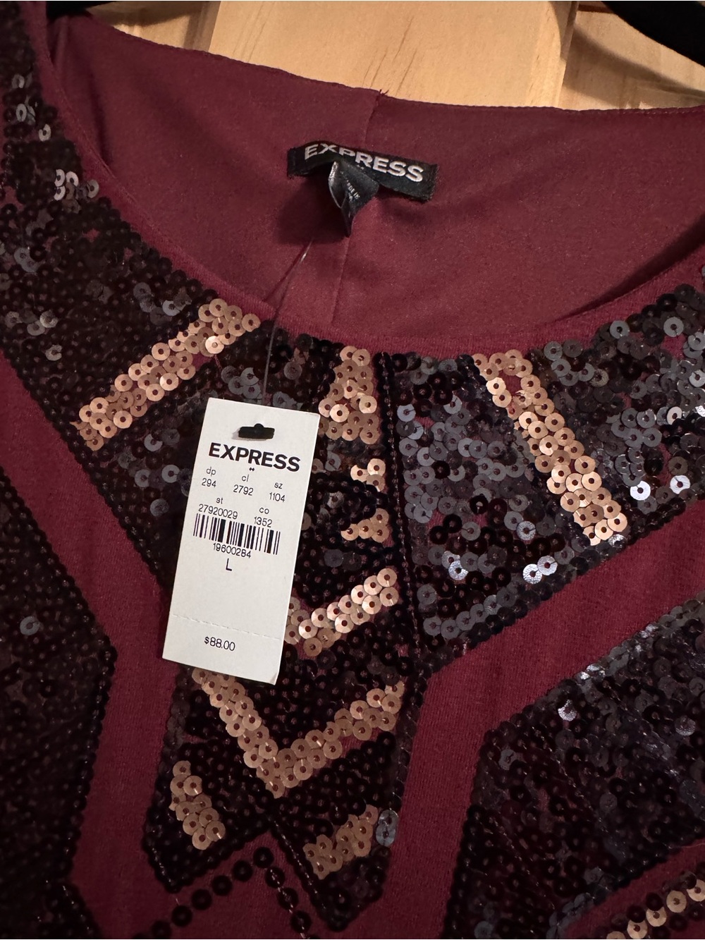 Express Burgundy Sequin Dress - Picture 6 of 6